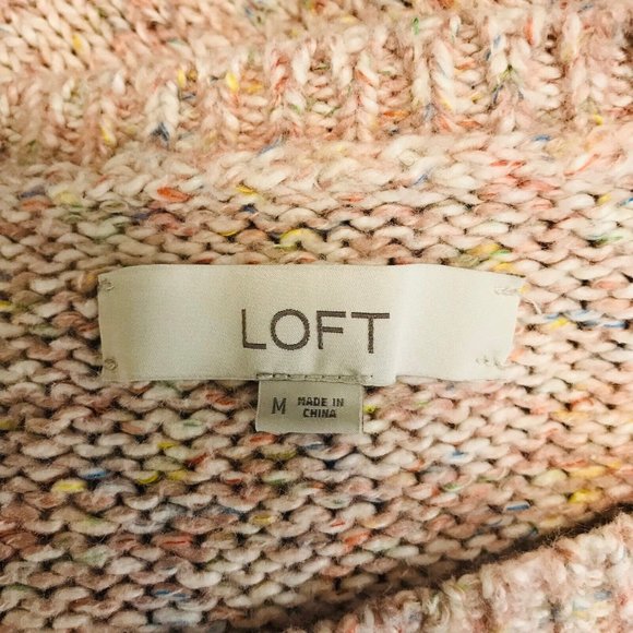 Ann Taylor LOFT Pink Sweater Size Medium M Chunky Pullover Color Pop - Picture 7 of 9